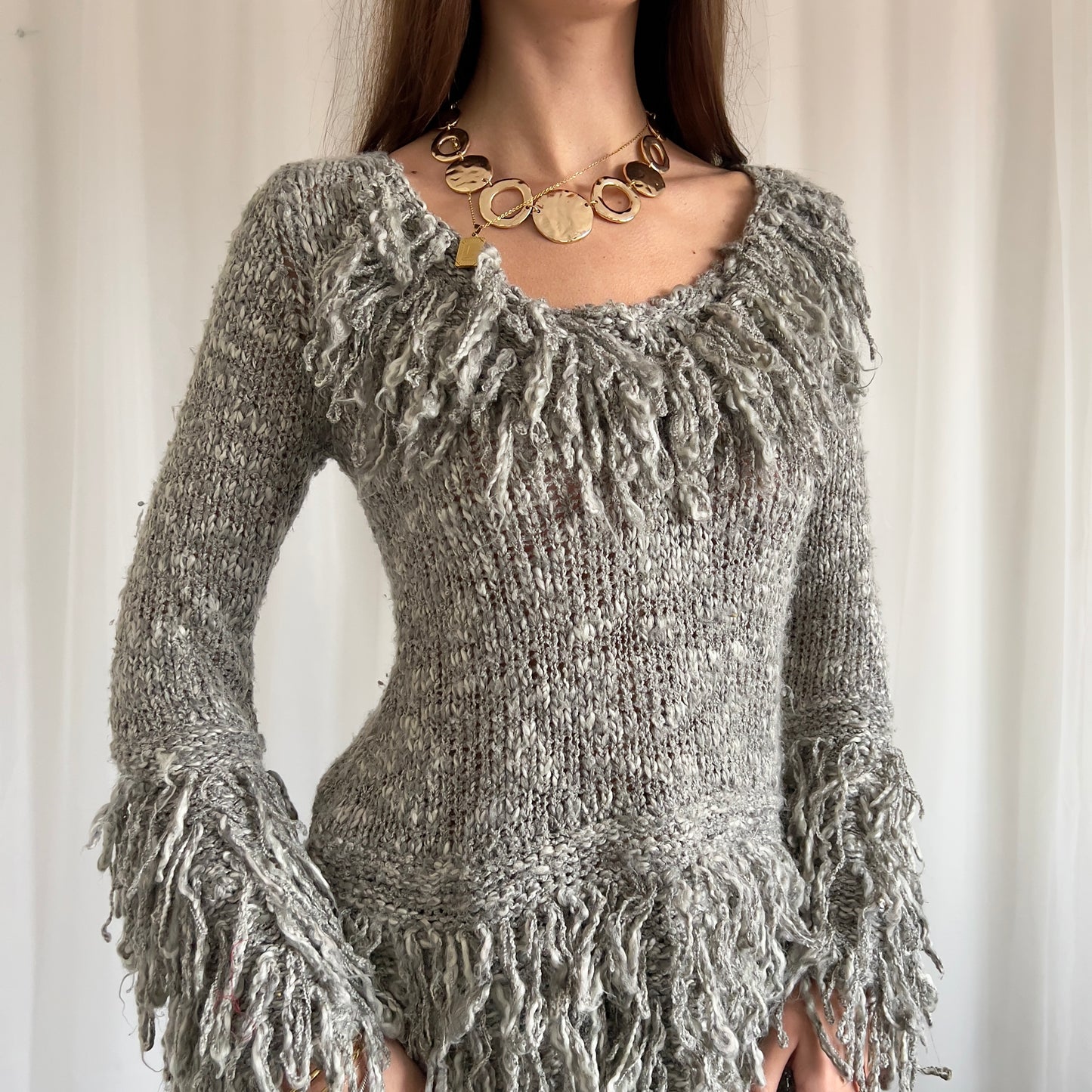 90s Tassel Knit Jumper - Size M