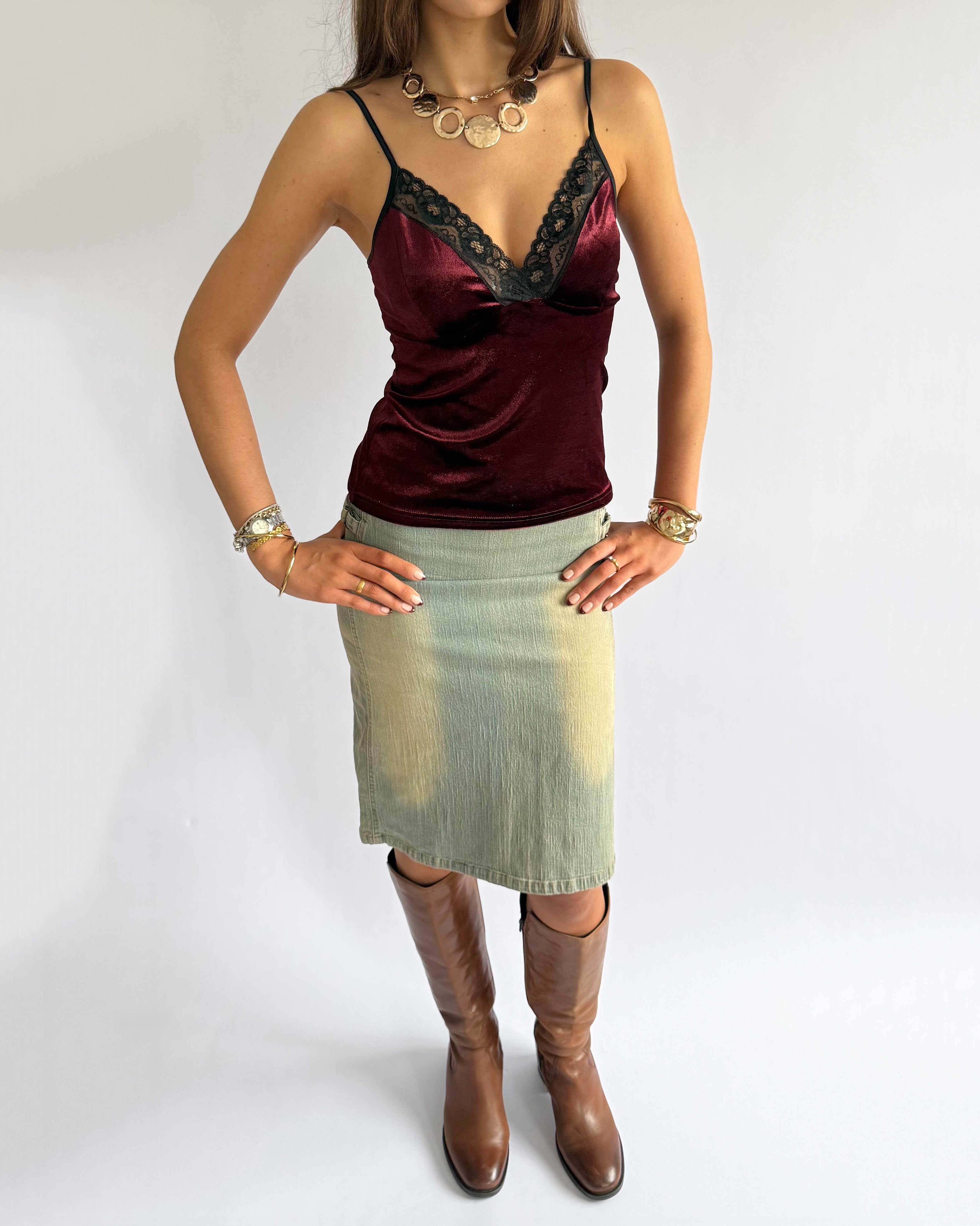 Velvet Lace Cami - Size XS