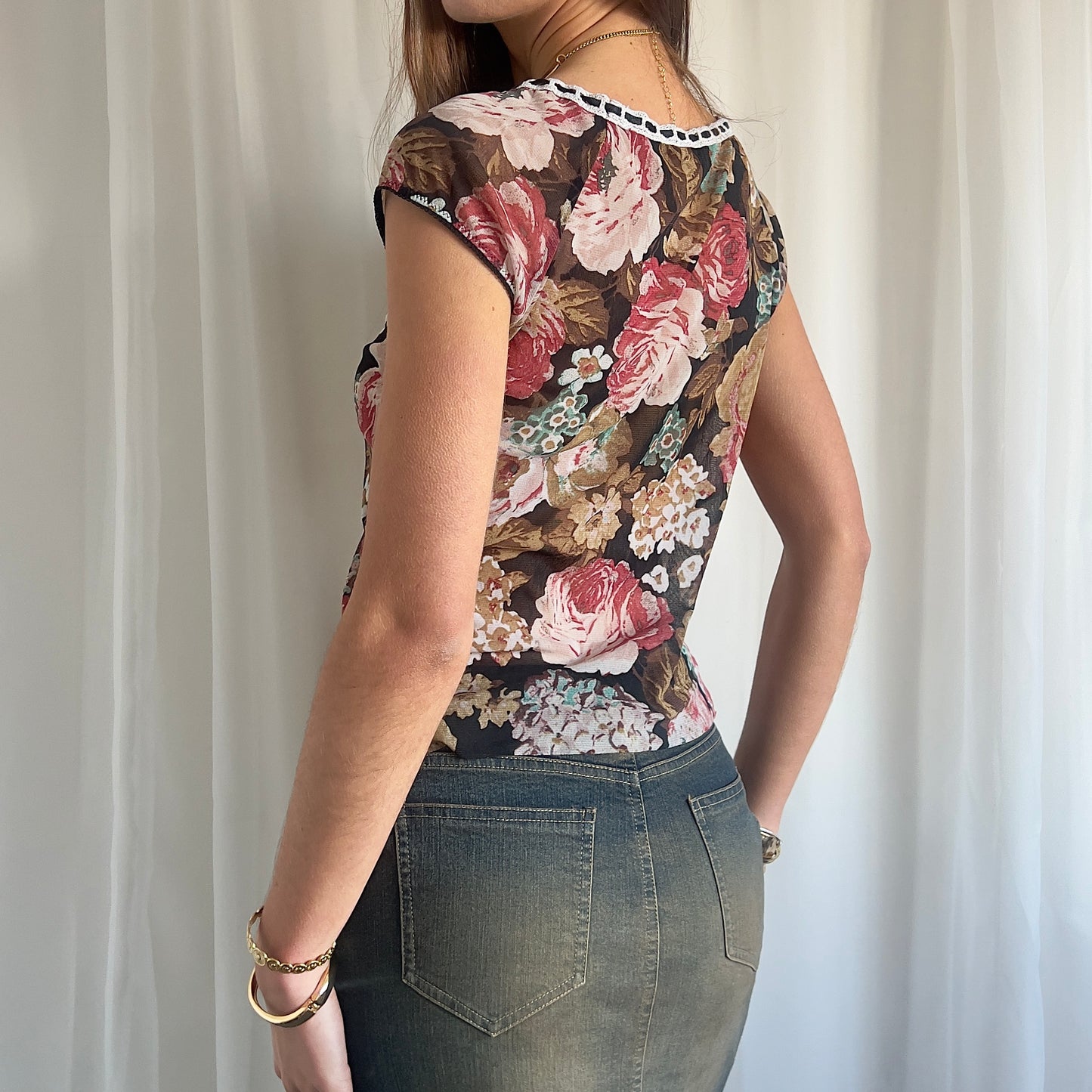 90s Floral Milkmaid Top - Size M