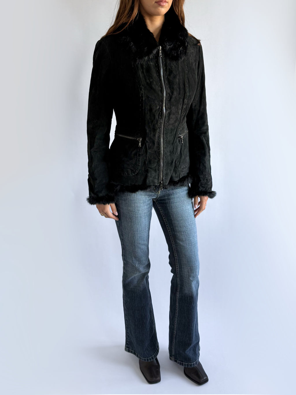 Genuine Leather & Fur Jacket - Size L