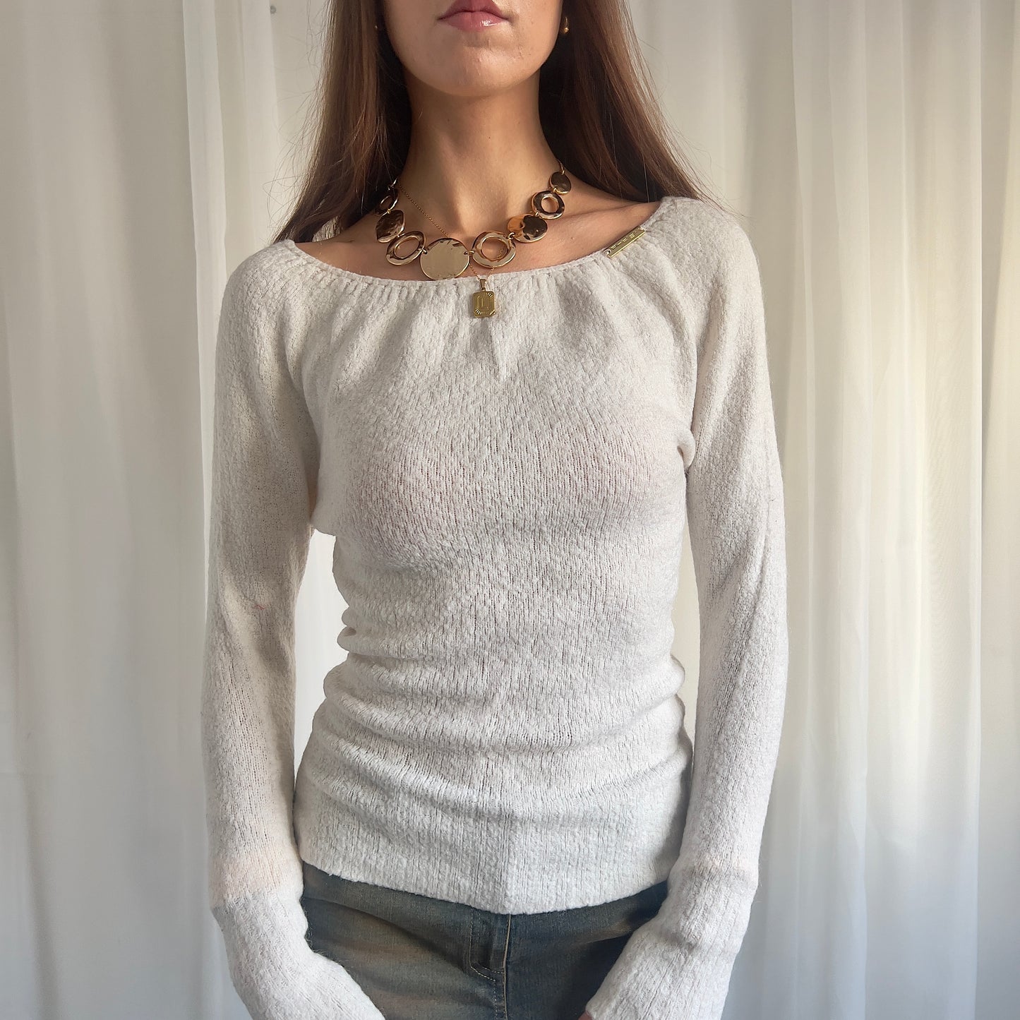 90s Bardot Mohair Knit Jumper - Size S