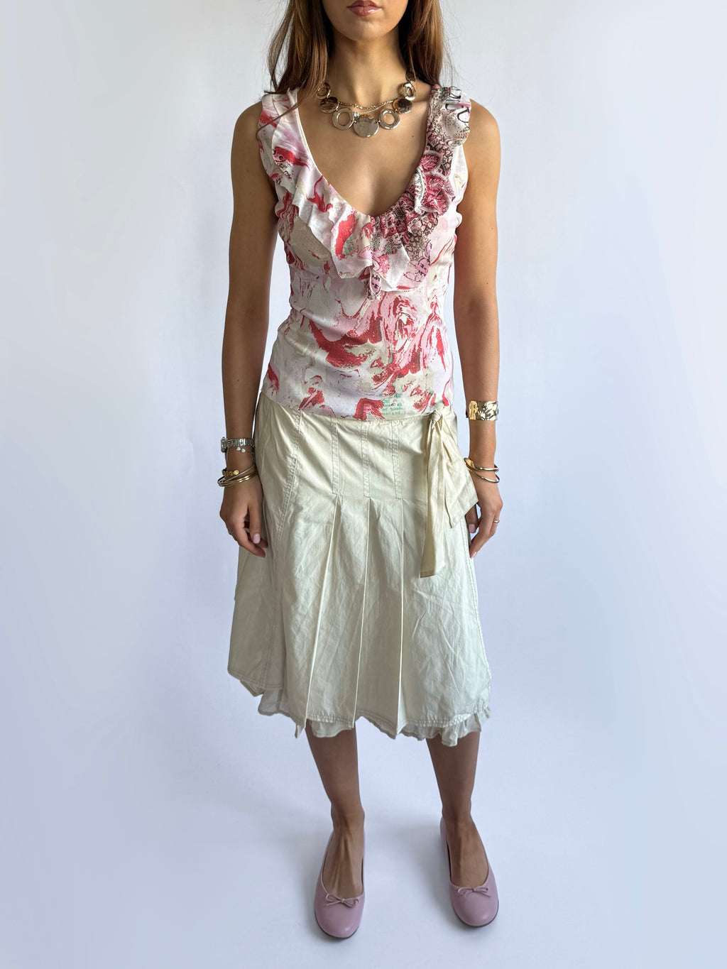 Mesh Ruffle Top - Size L