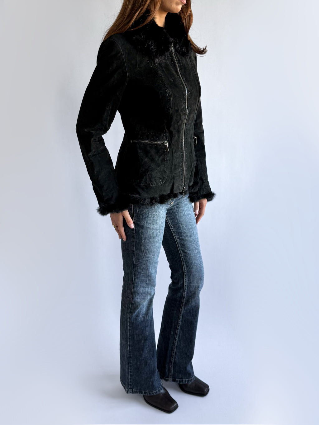 Genuine Leather & Fur Jacket - Size L