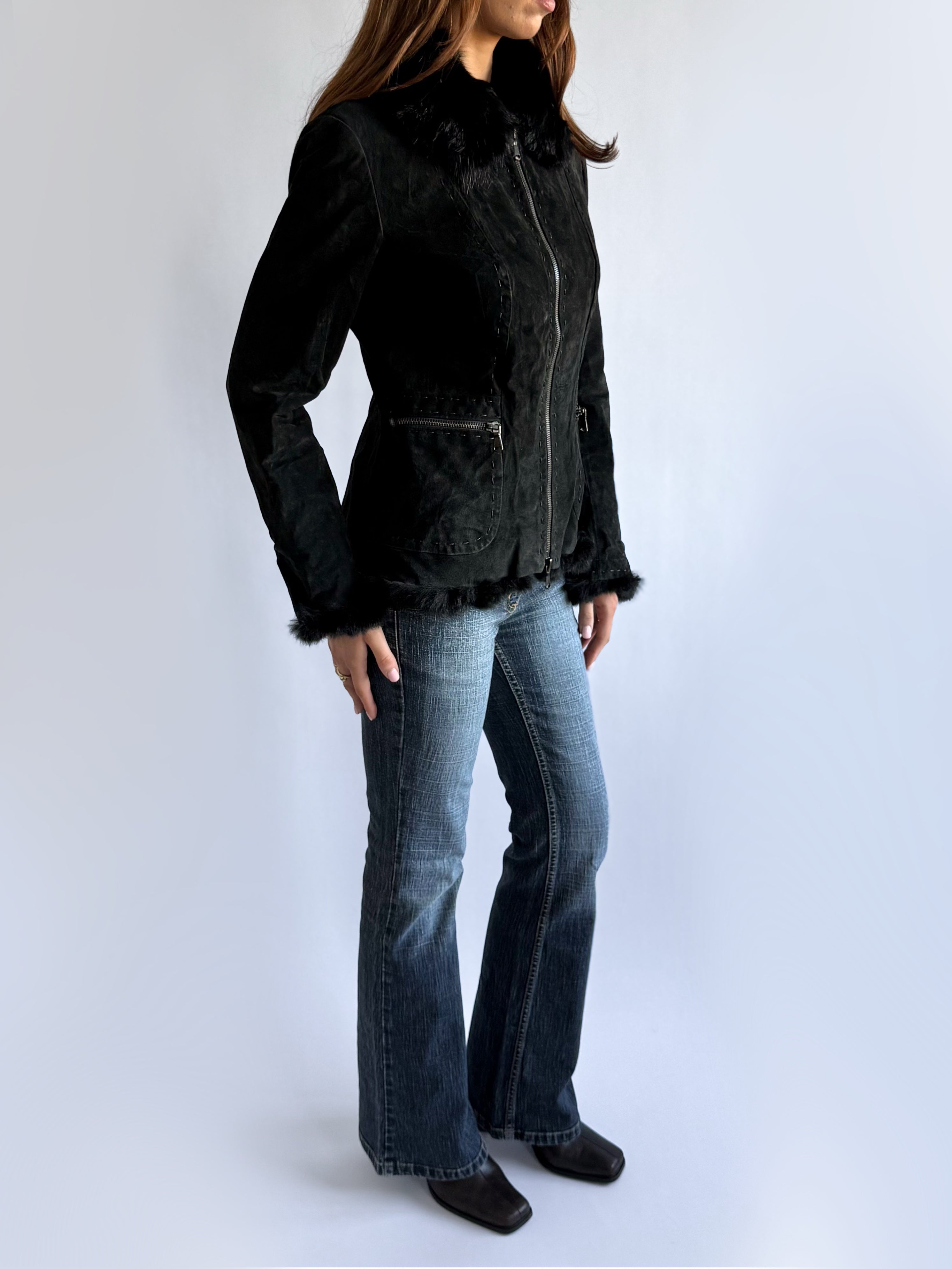 Genuine Leather & Fur Jacket - Size L