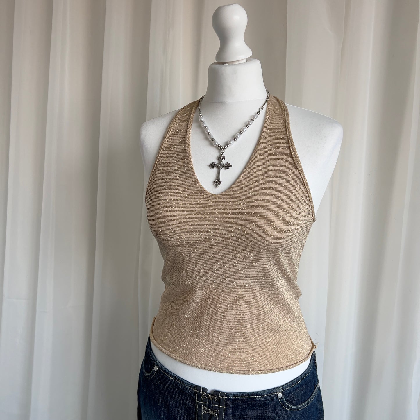 00s Glitter Halter Top - Size XS