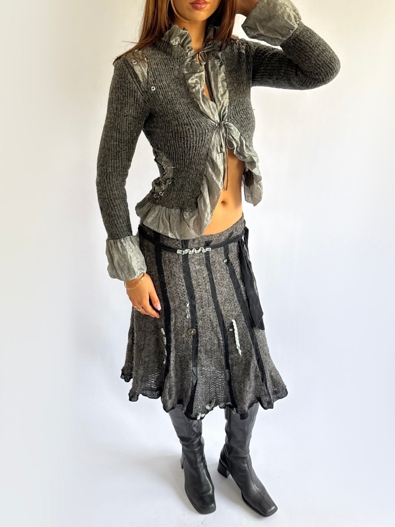 Mohair Knit Midi Skirt - Size M