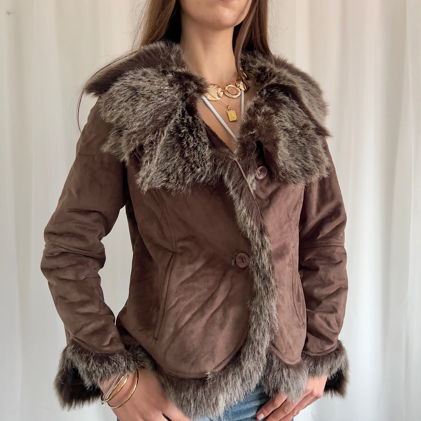 00s Faux Fur Afghan Jacket - Size XL