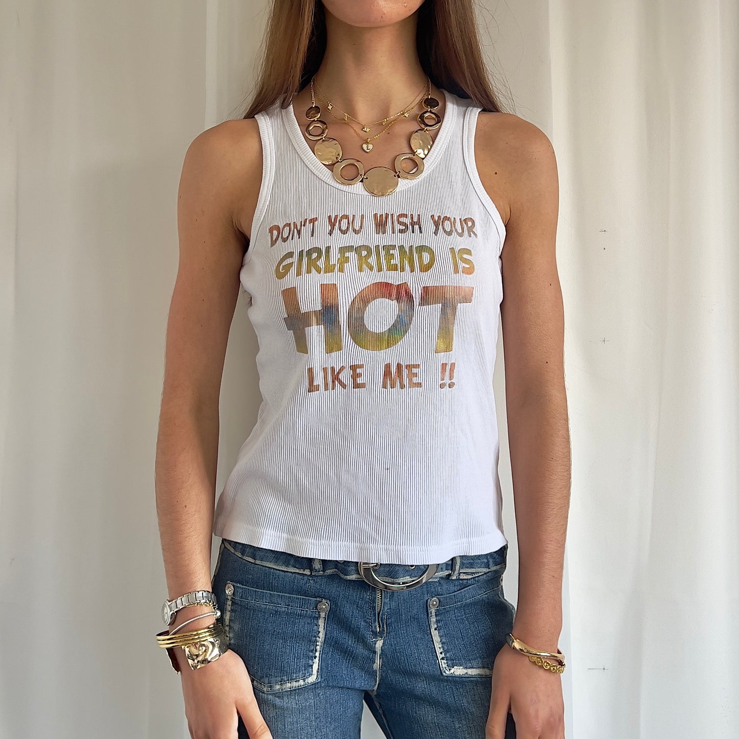 00s Slogan Cami Top - Size M