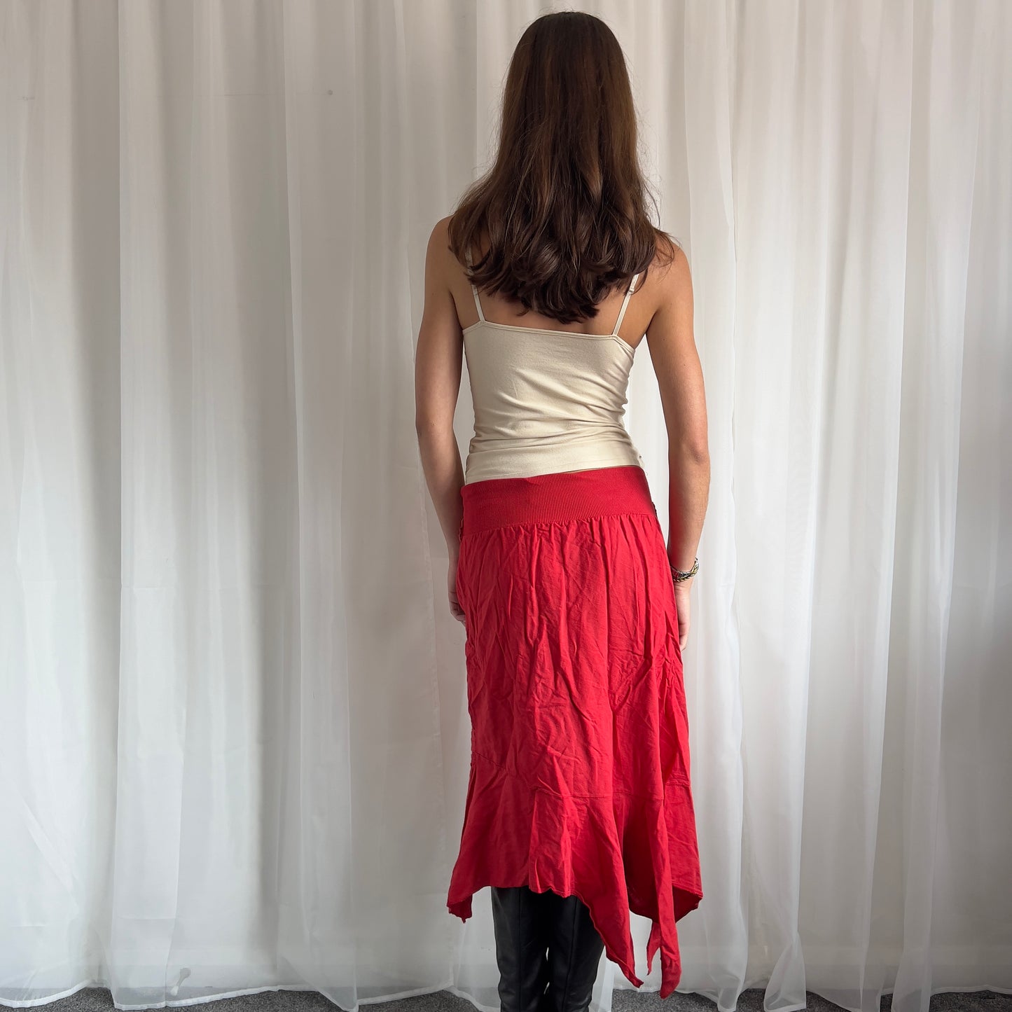 90s Boho Asymmetric Layered Midi Skirt - Size M