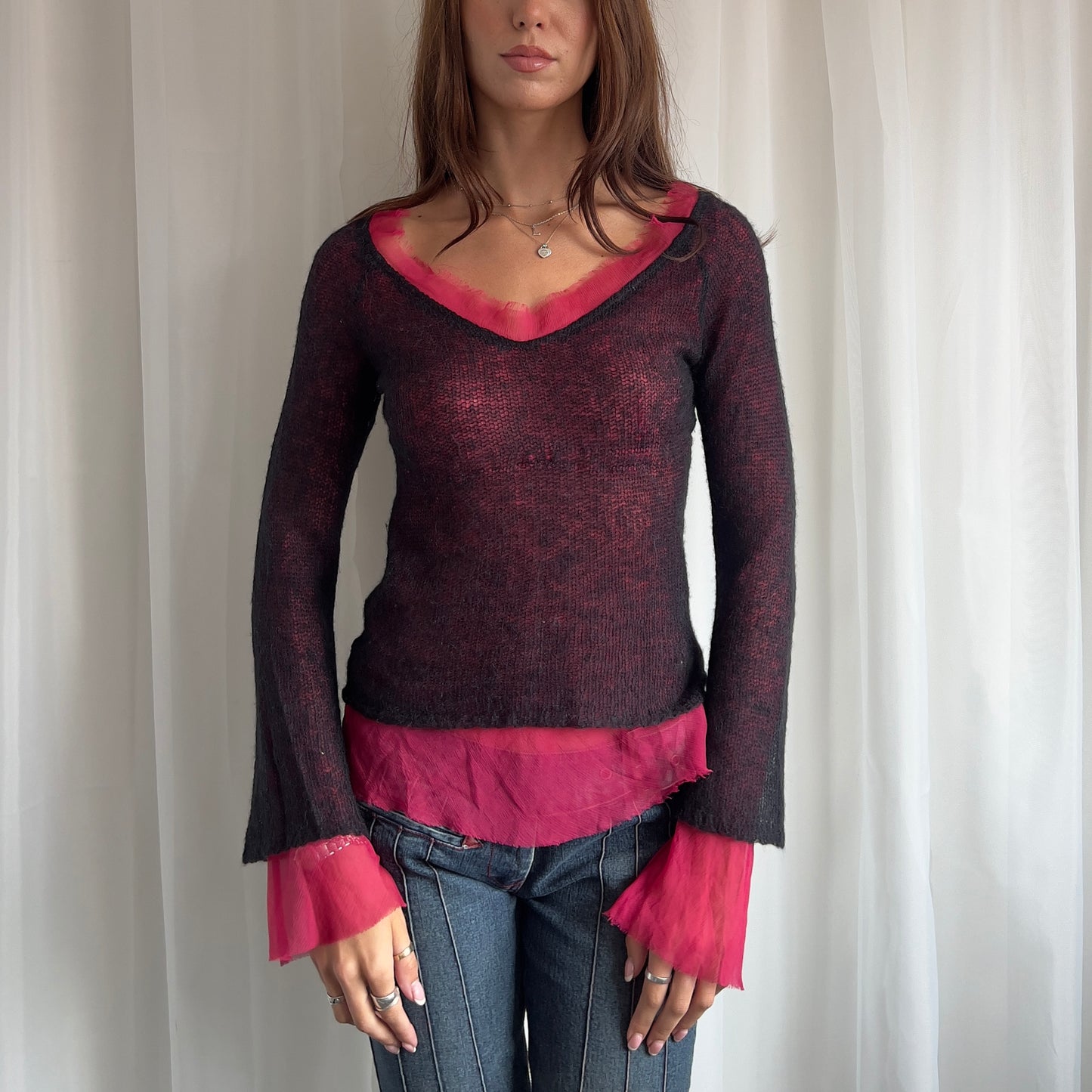 90s Mohair Layered Jumper - Size M