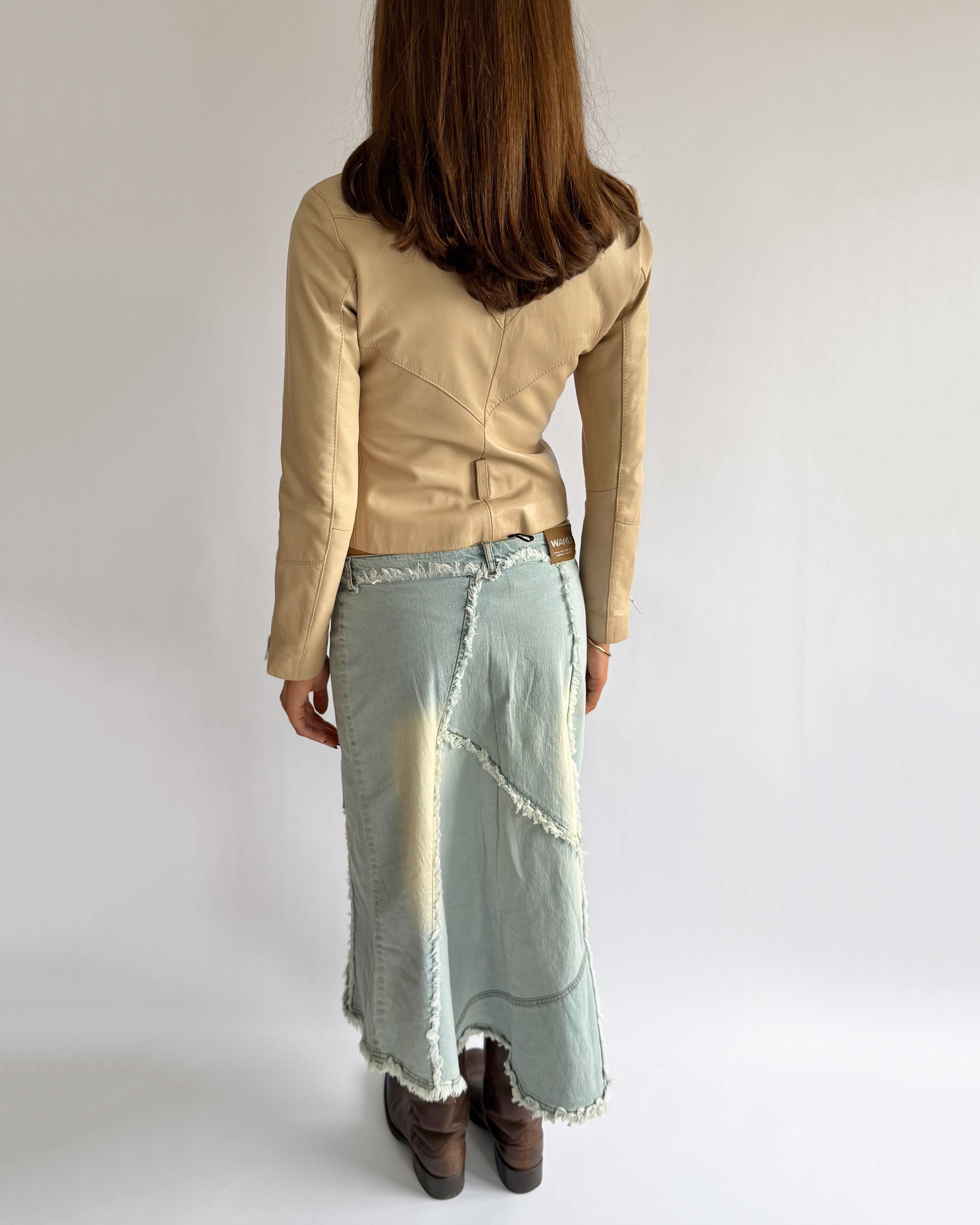 Genuine Leather Double Zip Jacket - Size S