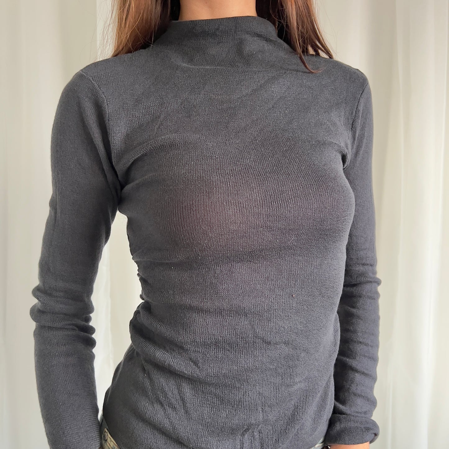 90s Knit Sheer Long Sleeve - Size XS