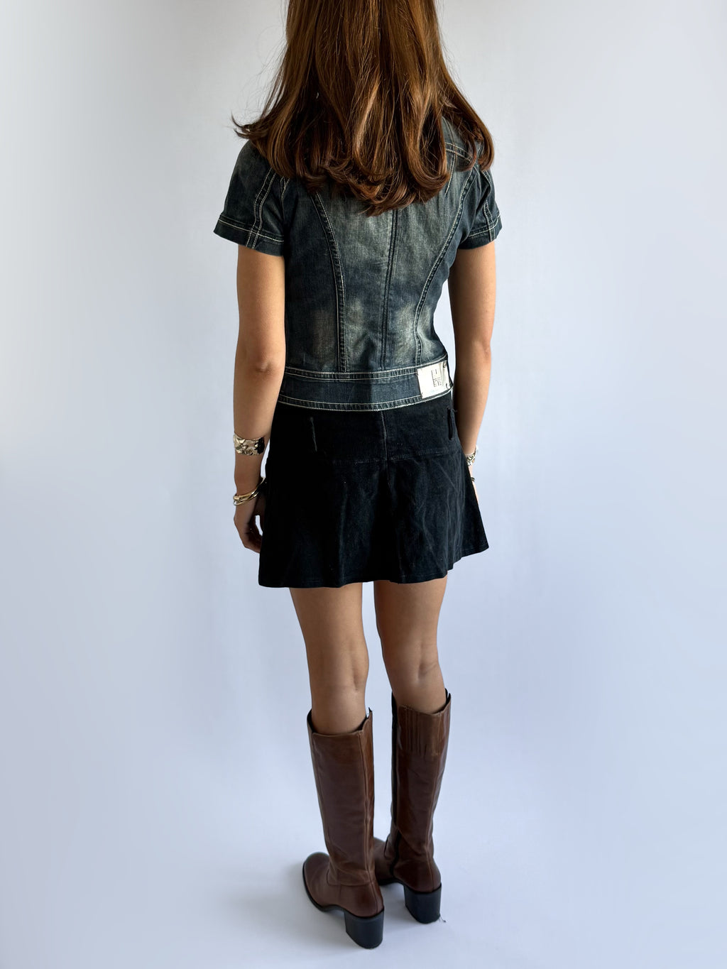 Corduroy Pleated Mini Skirt - Size M