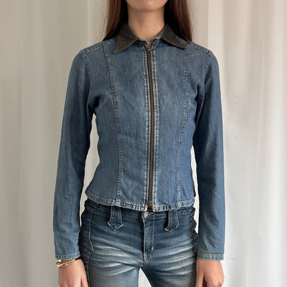 00s Guess Denim Zip Up Jacket - Size S