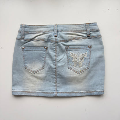 00s Butterfly Denim Micro Mini Skirt - Size XS