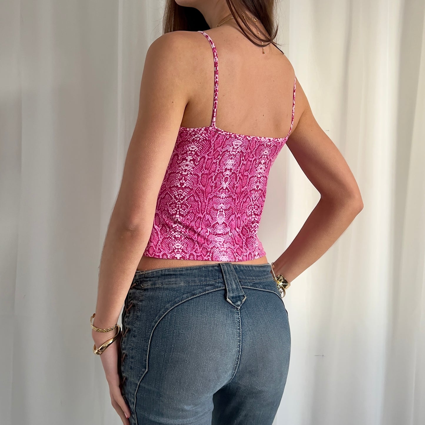 90s Snake Print Zip Cami Top - Size M