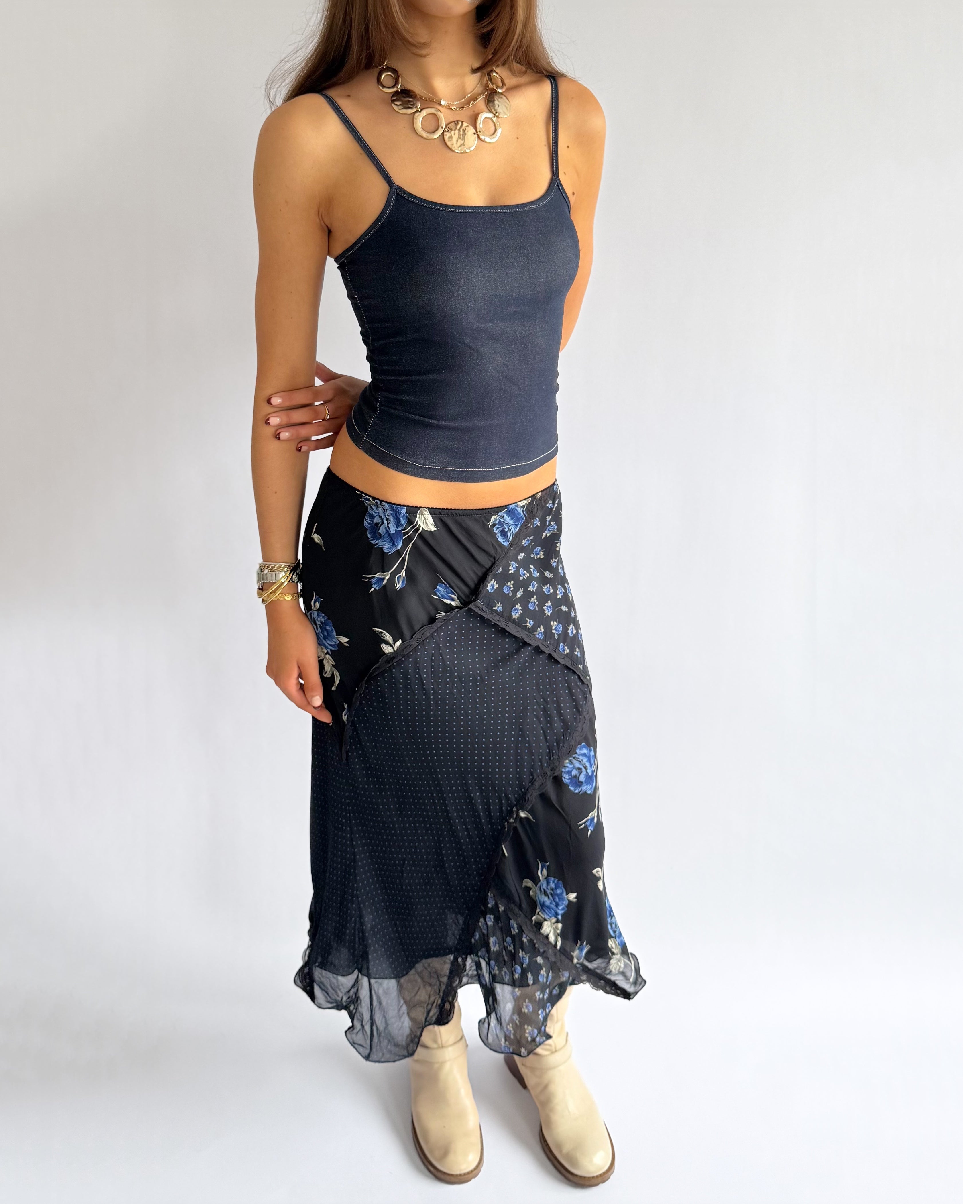 Floral Lace Midi Skirt - Size L