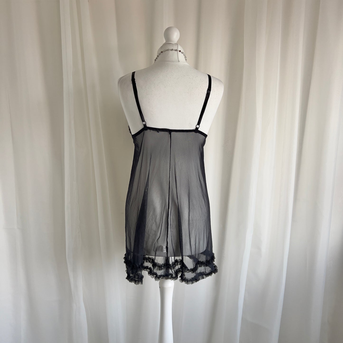 90s Mesh Ruffle Babydoll Cami - Size S