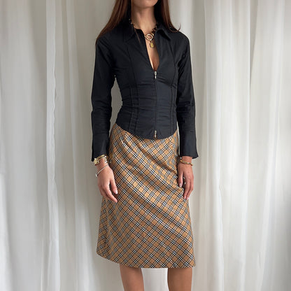 90s Plaid Midi Skirt - Size S