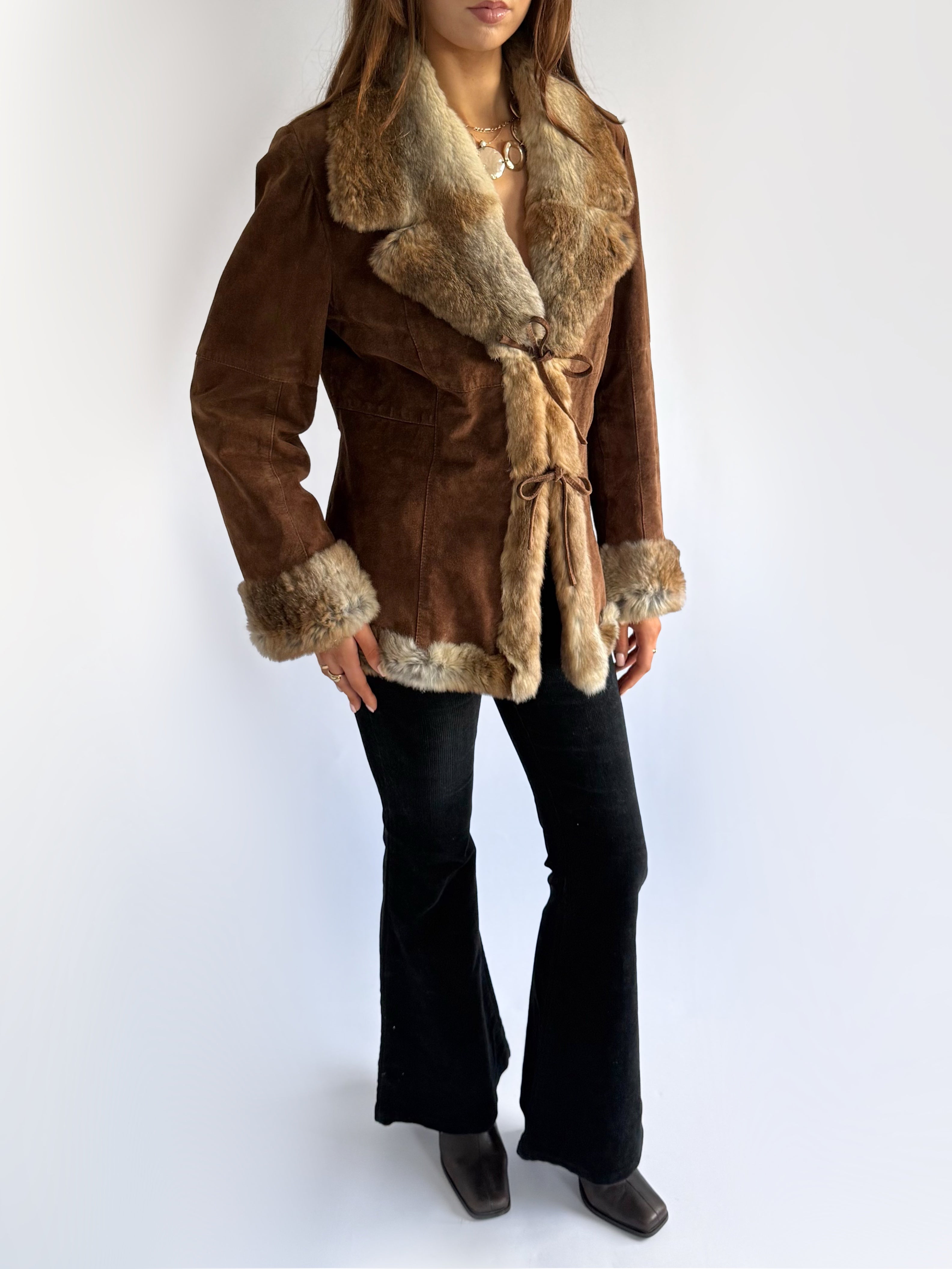 Genuine Suede & Fur Jacket - Size XL