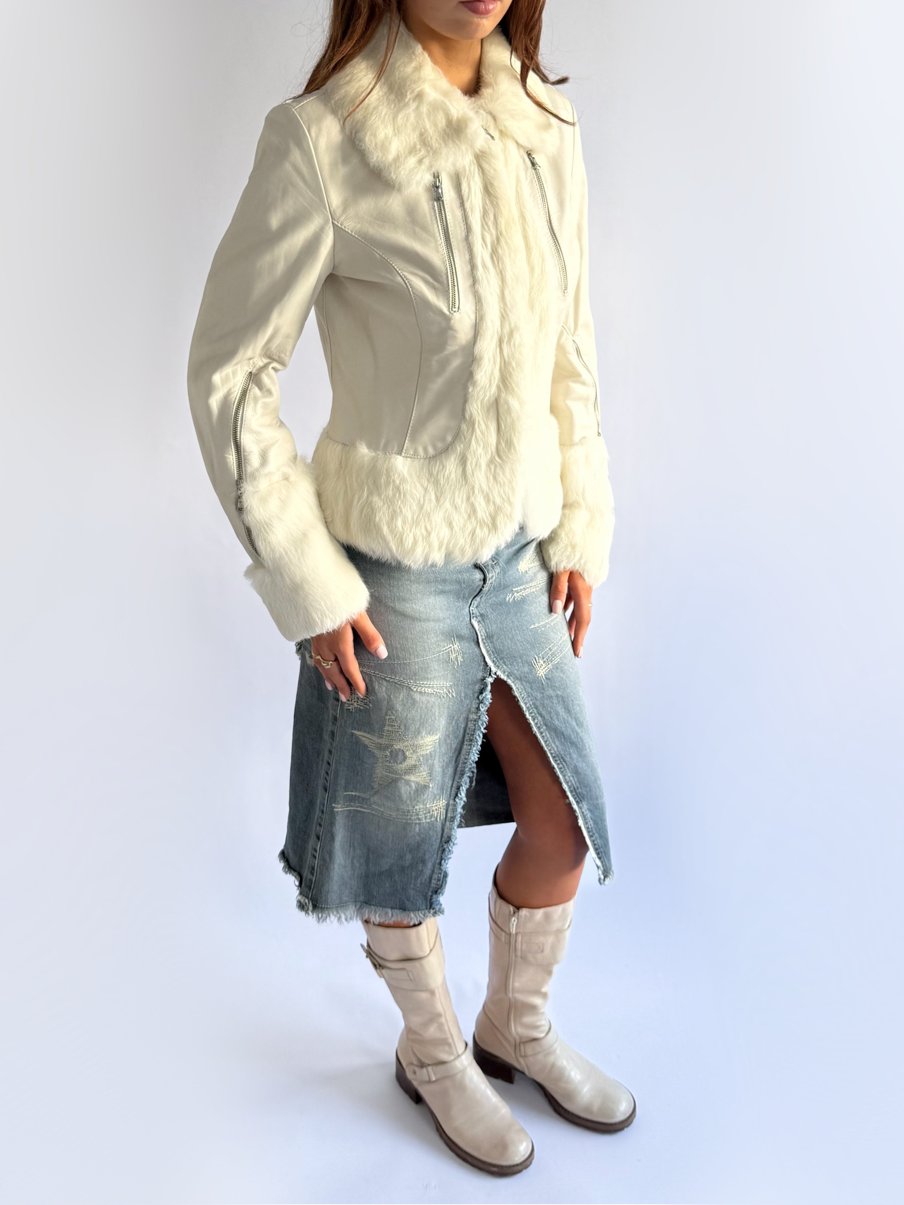 Genuine Leather & Fur Jacket - Size L