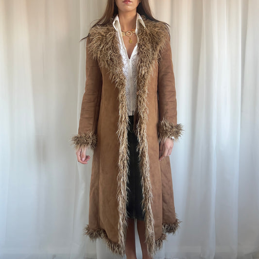 90s Faux Fur Afghan Jacket - Size L