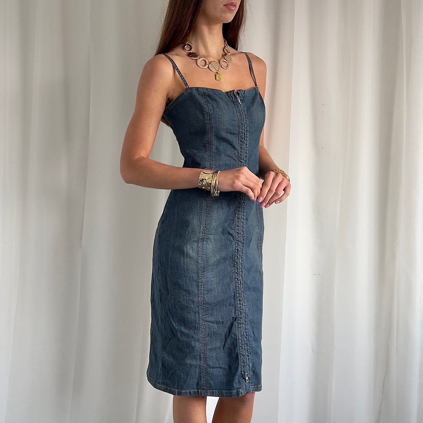 90s Miss Sixty Denim Midi Dress - Size L