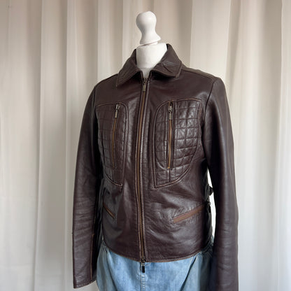 00s Genuine Leather Double Zip Jacket - Size L