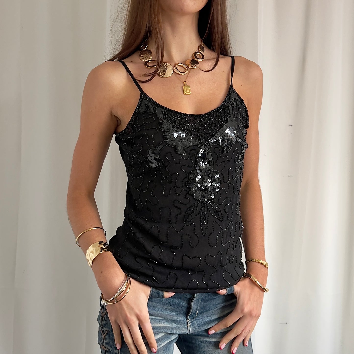 90s Mesh Beaded Cami - Size M