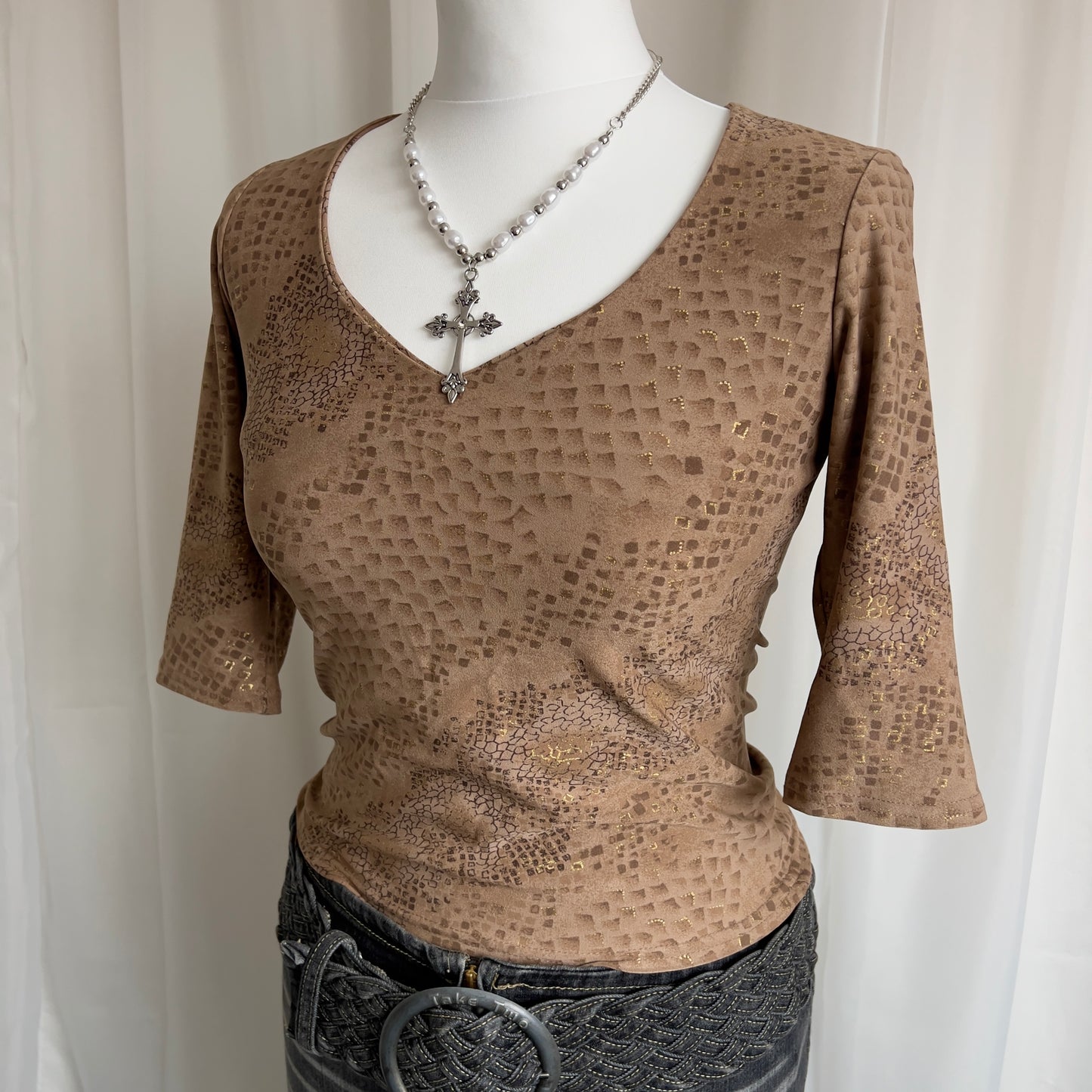 00s Snake Print Crop Top - Size XS