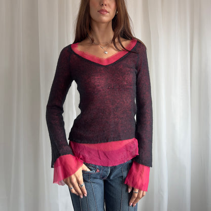 90s Mohair Layered Jumper - Size M