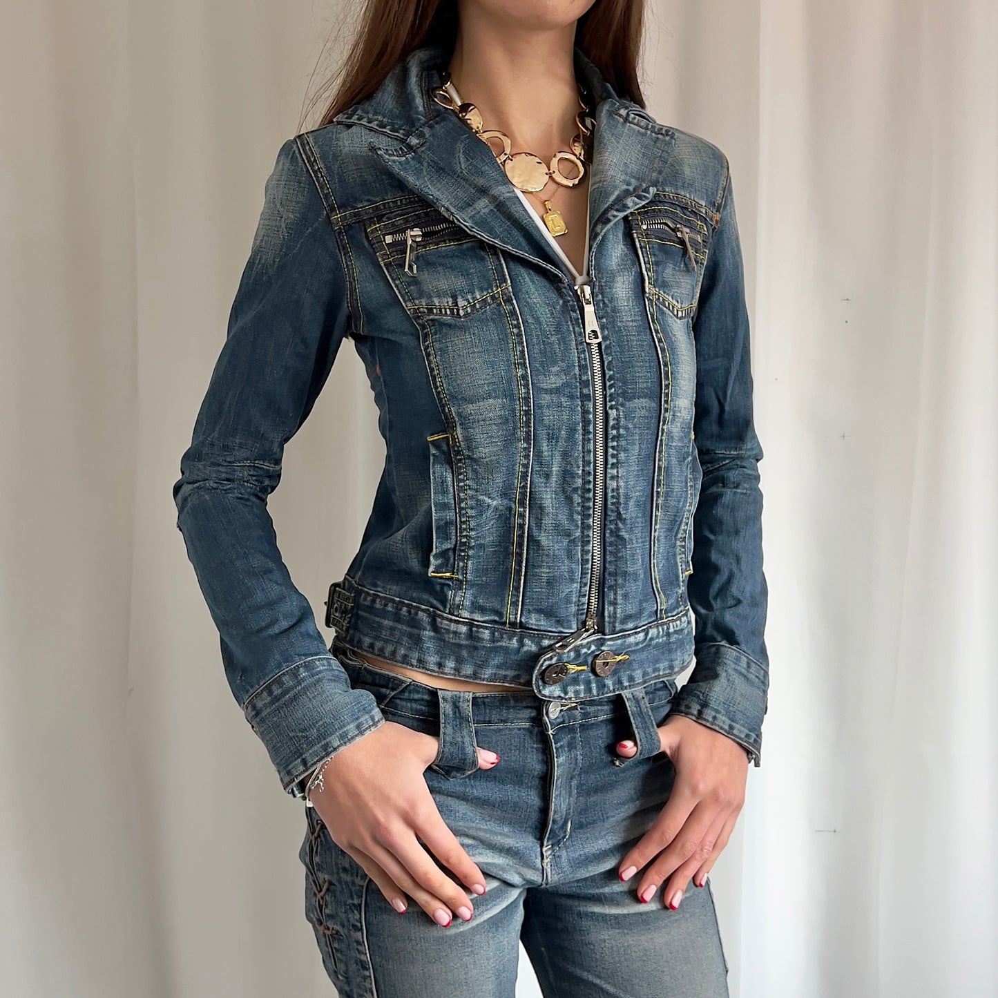 00s Denim Zip Up Jacket - Size S