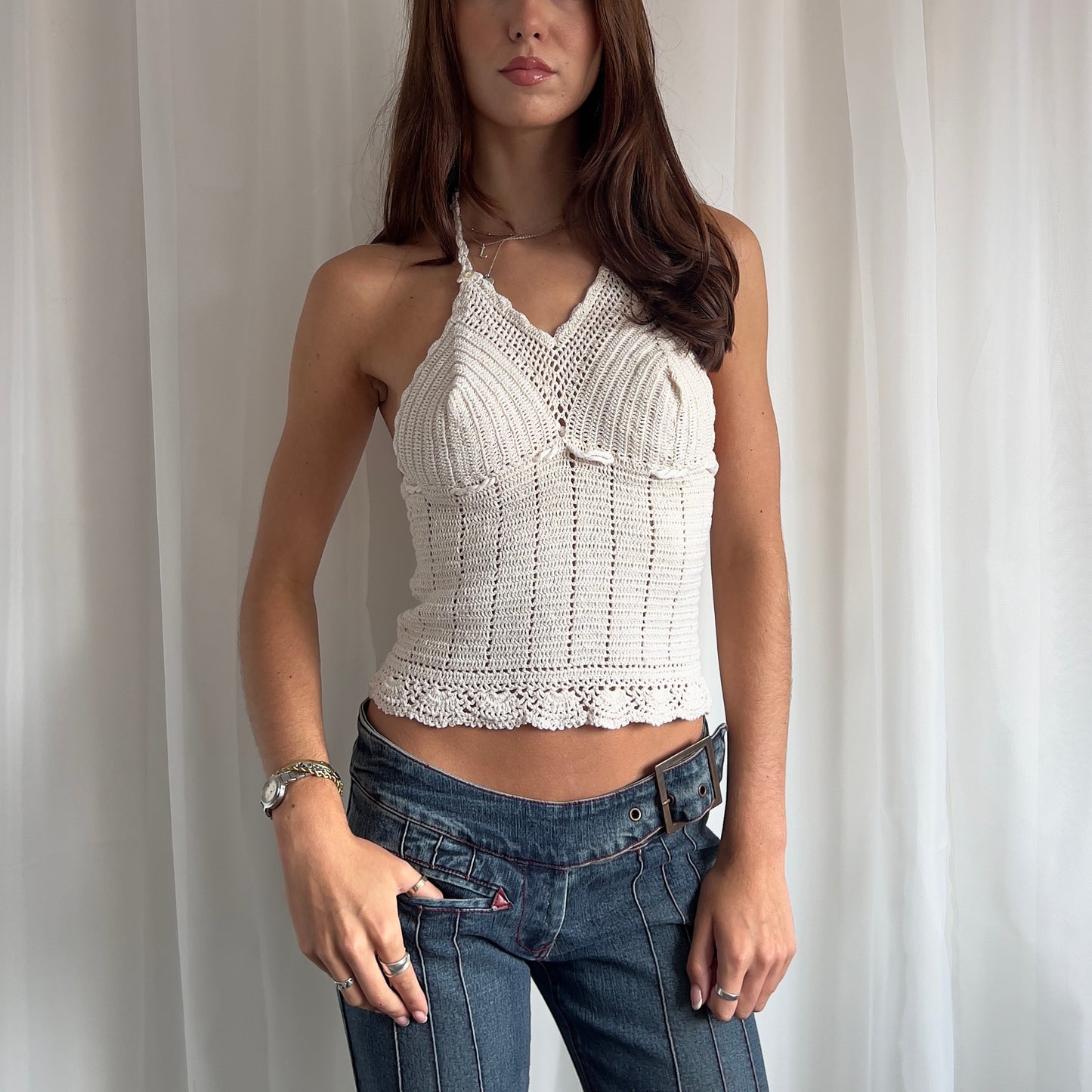 00s Crochet Halter Top - Size XS