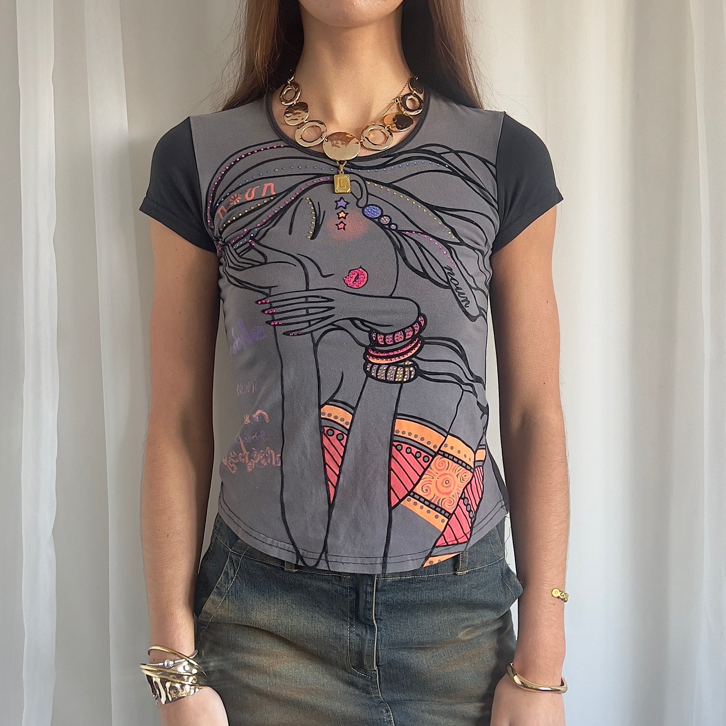 90s Lady Graphic Crop Top - Size M