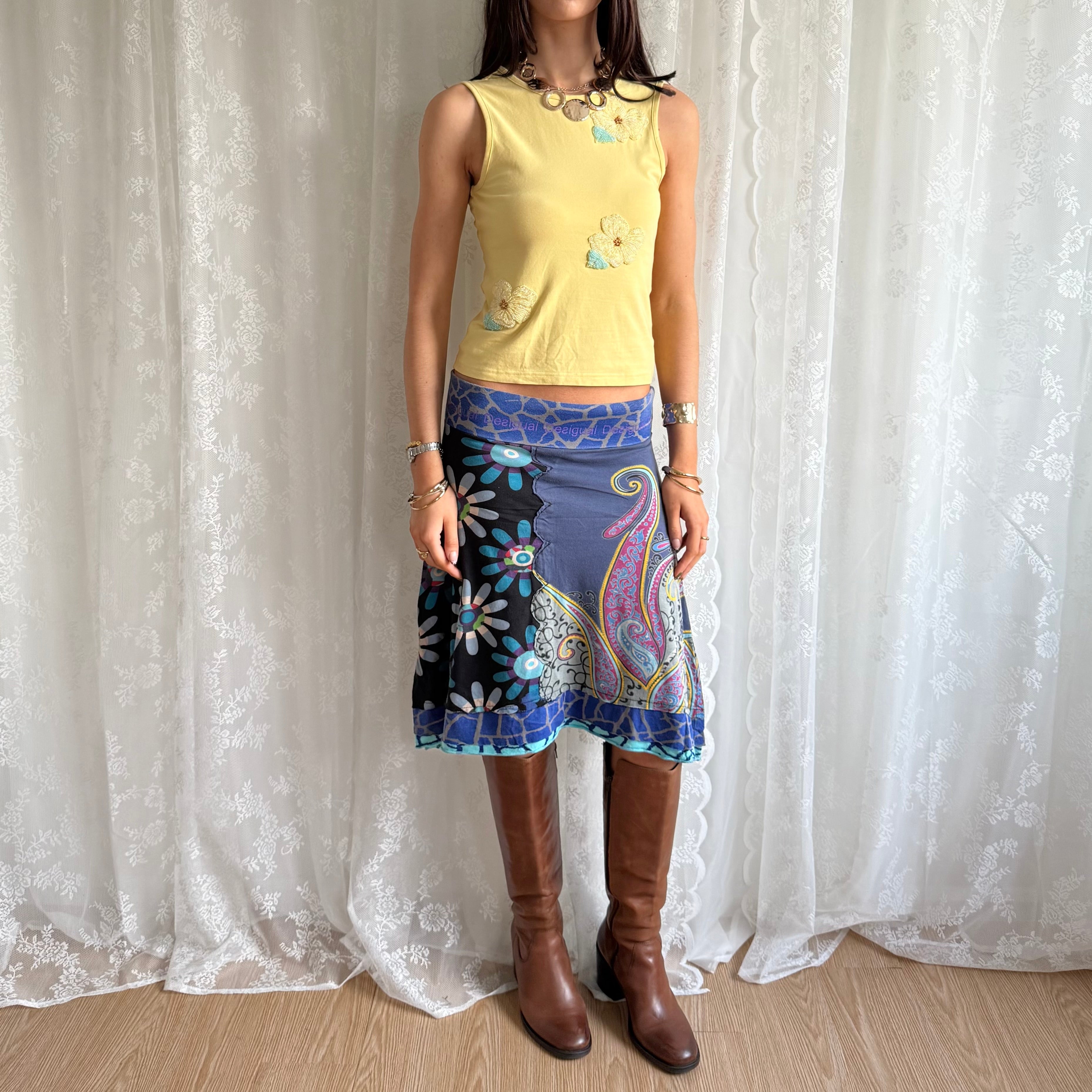 Desigual Graphic Midi Skirt - Size S