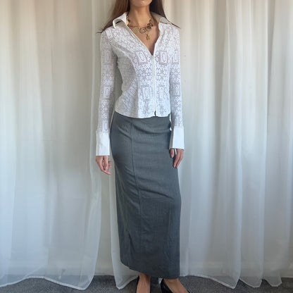 90s Wool Suiting Maxi Skirt - Size XS