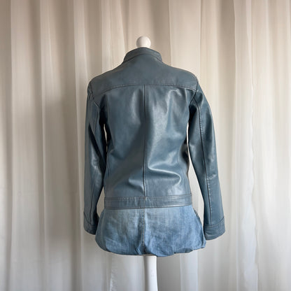 00s Leather Zip Moto Jacket - Size L