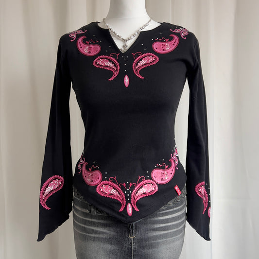 00s Paisley Asymmetric Top - Size M