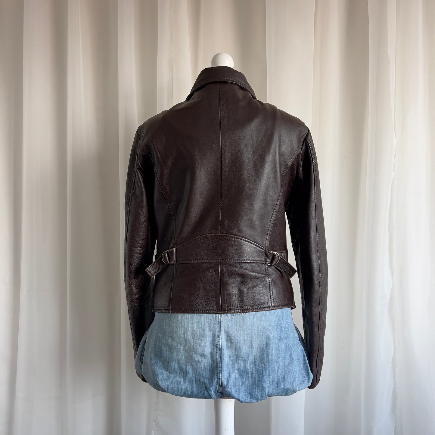 00s Genuine Leather Double Zip Jacket - Size L