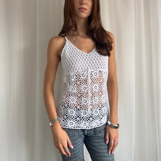 00s Sheer Crochet Cami Top - Size M