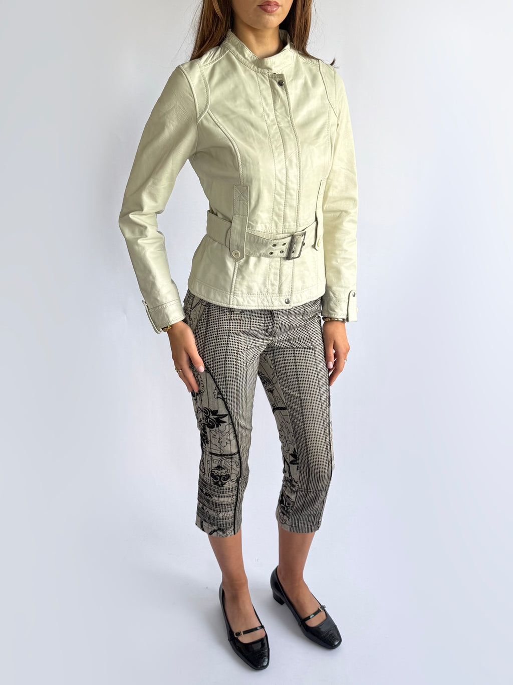 Genuine Leather Zip Jacket - Size M