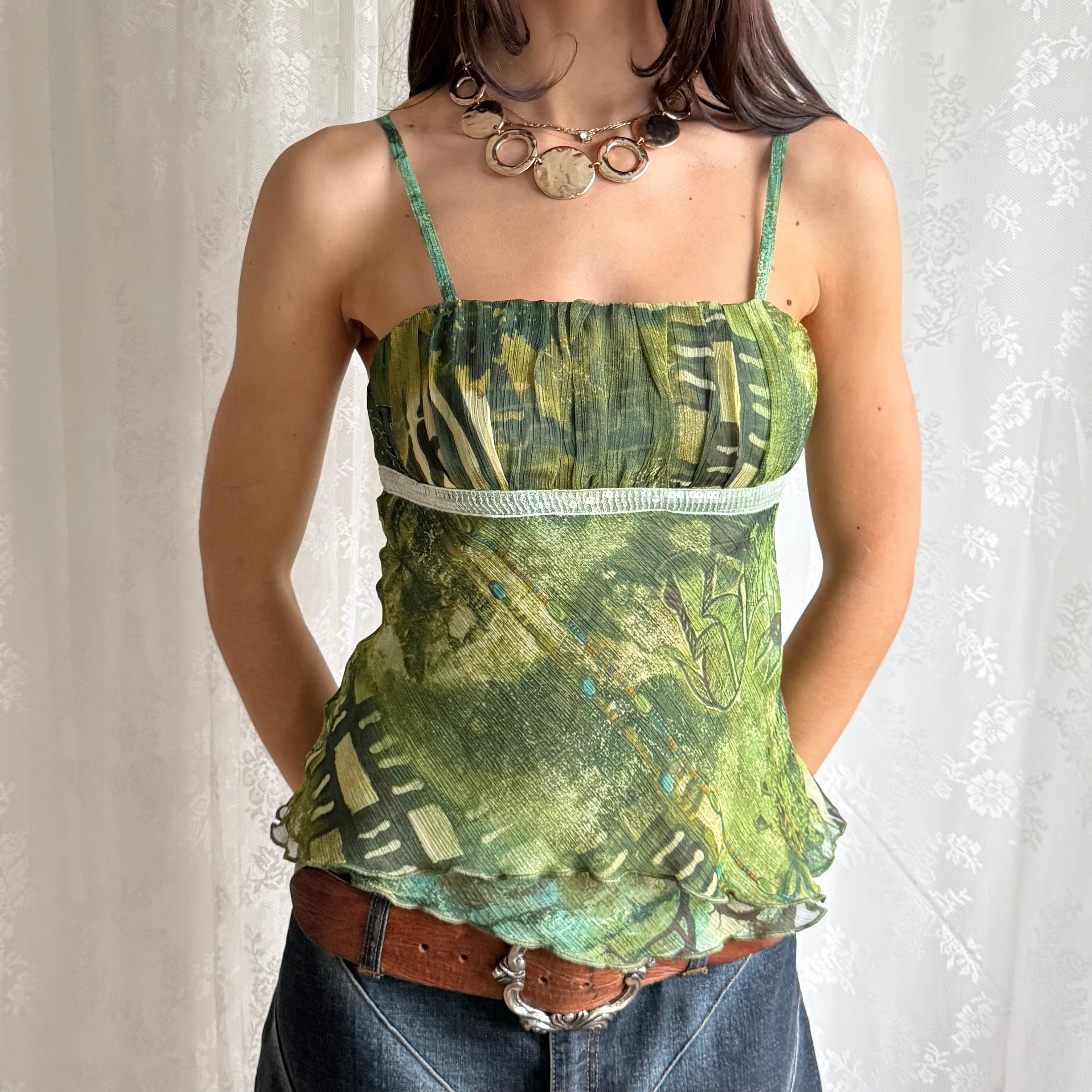 Sheer Sequin Cami - Size S