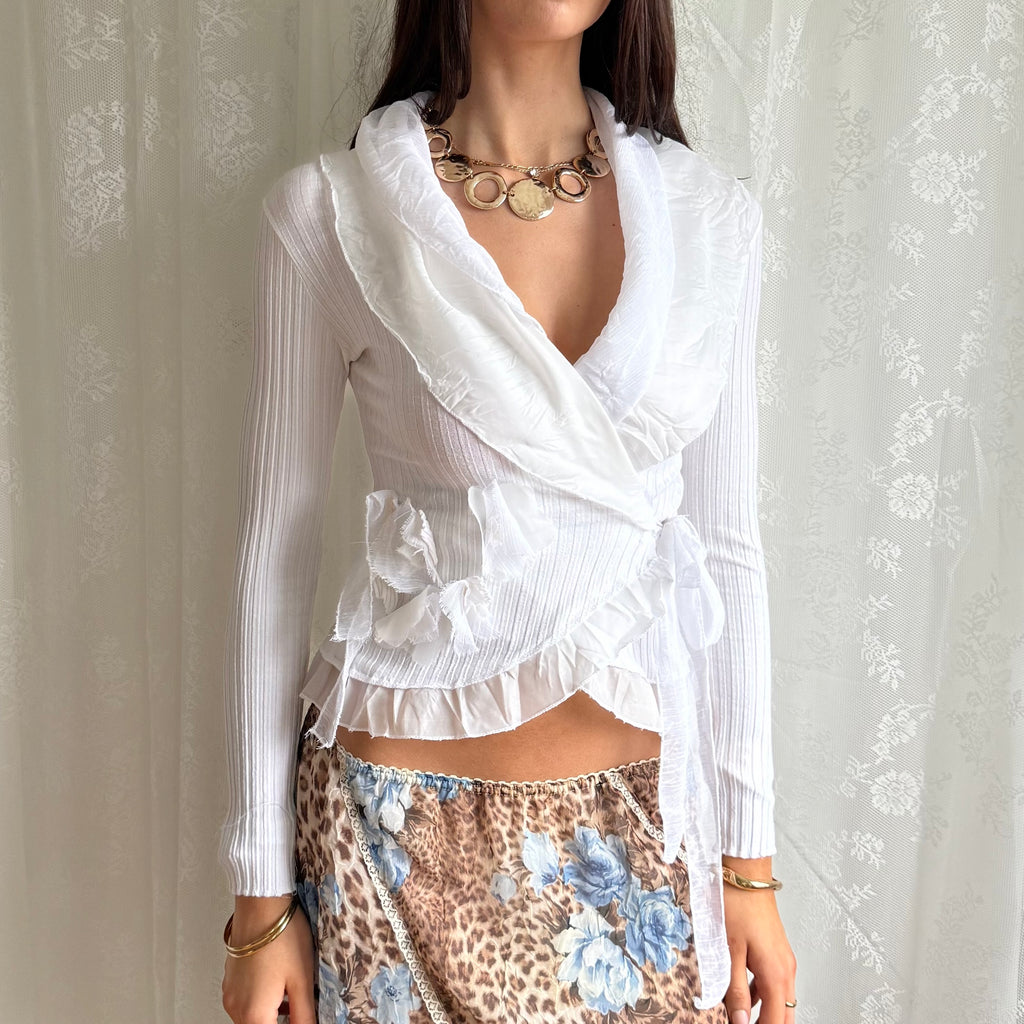 Wrap Long Sleeve Top - Size S