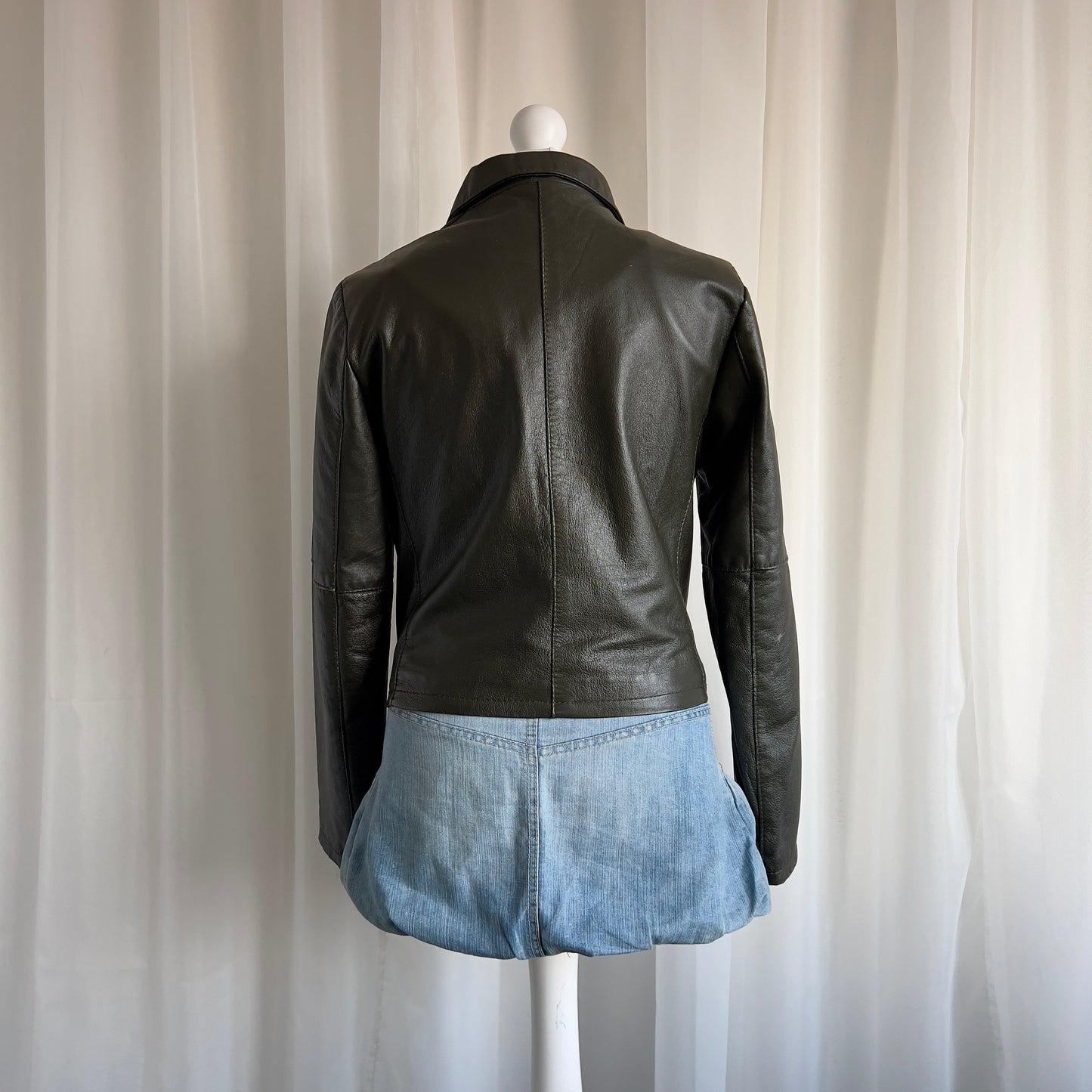 90s Genuine Leather Zip Jacket - Size S