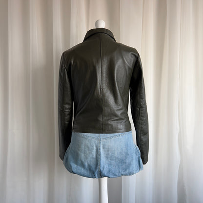 90s Genuine Leather Zip Jacket - Size S