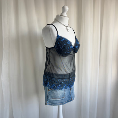 90s Mesh Lace Corset Cami - Size L