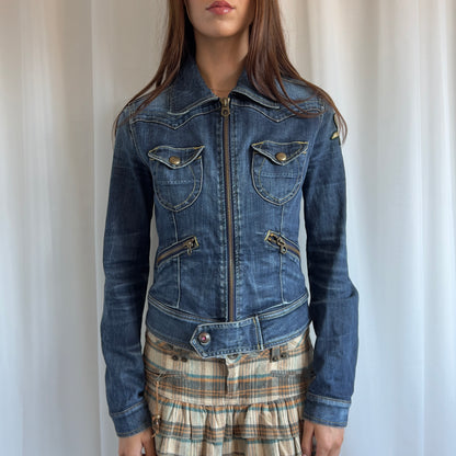 00s Denim Zip Up Jacket - Size S