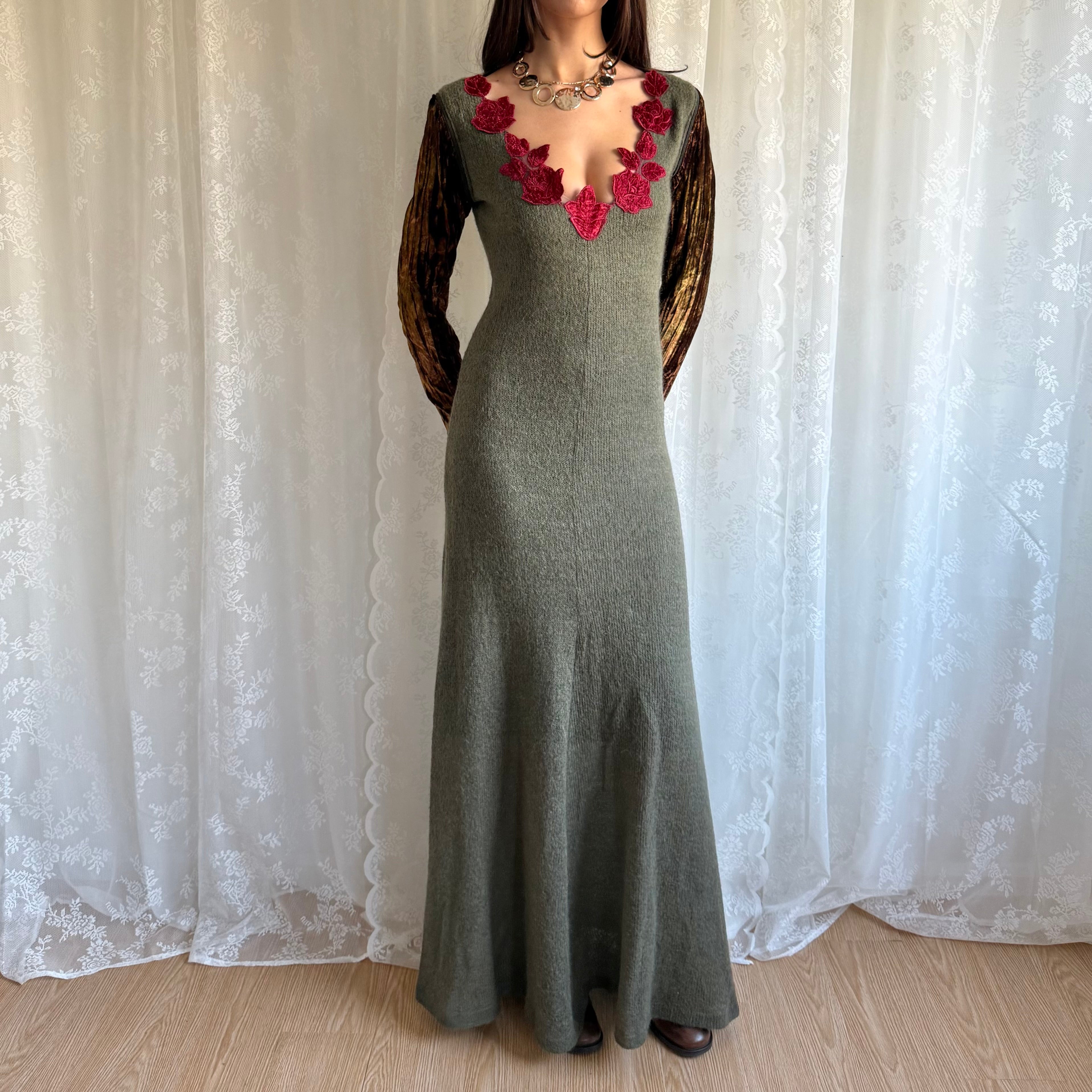 Wool Knit Maxi Dress - Size L