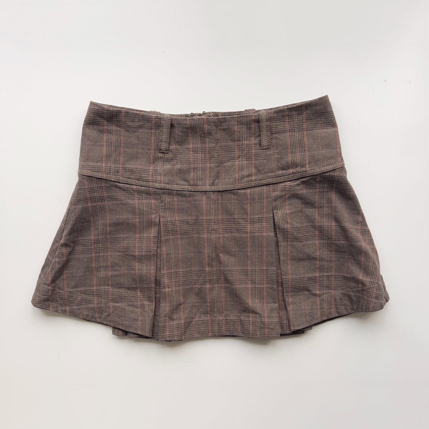 00s Plaid Pleated Mini Skirt - Size M