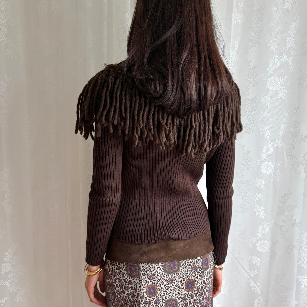 Wool Knit Double Zip Cardigan - Size S